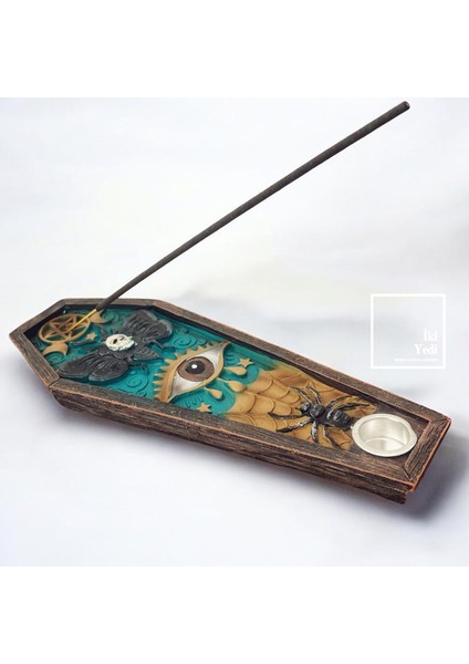 Kurukafa Örümcek Figürlü Tütsülük – Totem Tasarım Renkli Çubuk ve Konik Tütsü Kabı Hediyelik