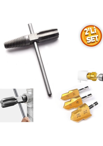 Pvc Boru Havşa Pprc Boru Onarımı 3 Boy Rayba Tesisatcı Havşa Ters Klavuz Açma Matkap Ucu Boru Tamir