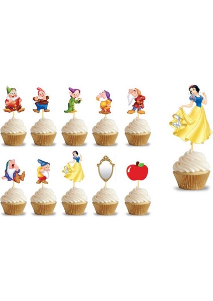 Çok Renkli Prenses ve Cüceler Temalı Pasta Süsü