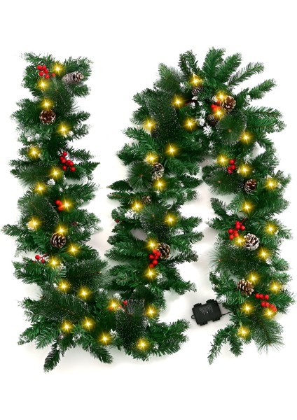 Yılbaşı 160 cm Büyük Boy Çam Garland Işıklı Set Led, Yeşil, Şık ve Parlak Dekorasyon. fırsatları