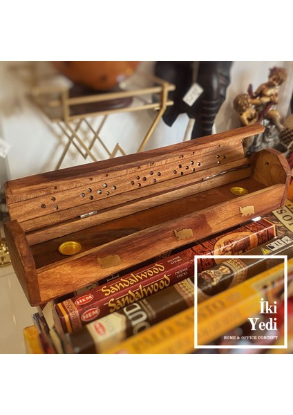 Anika 77-2 Pirinç Fil Figürlü Ahşap Tütsülük – 31 cm Tütsü Kabı, Otantik Dekoratif Obje Hediyelik