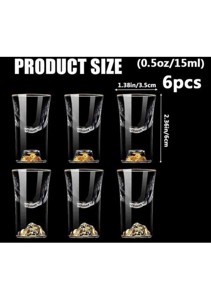 6 Adet 0,5OZ/15ML Premium Kristal Shot Bardakları Altın Folyo Detaylı Zarif Likör ve Kokteyl Shot Bardakları modelleri
