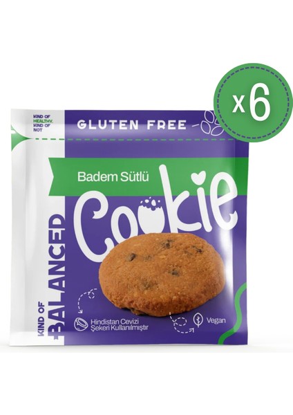 Glütensiz Badem Sütlü Cookie 60 gr x 6 Adet