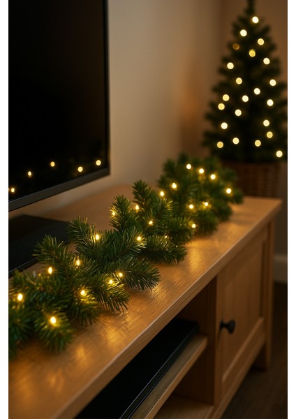 Işıklı Yeşil Yılbaşı Süsü Basic Garland, Şık ve Parlak Dekorasyon Aksesuarı fiyatları
