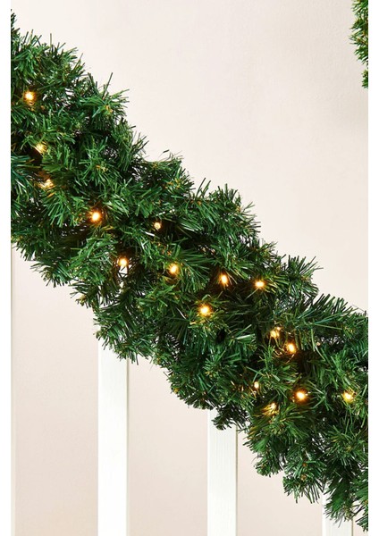 Işıklı Yeşil Yılbaşı Süsü Basic Garland, Şık ve Parlak Dekorasyon Aksesuarı modelleri