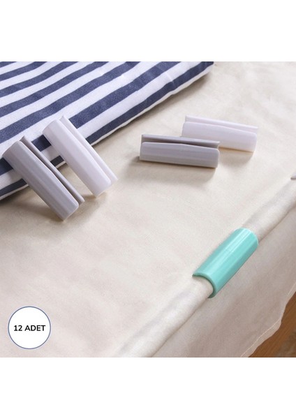 12 Adet Çok Amaçlı Çarşaf Tutucu, Sabitleyici ,kaydırmaz Nevresim Örtü Düzenleyici Klipsler (5314) fırsatları