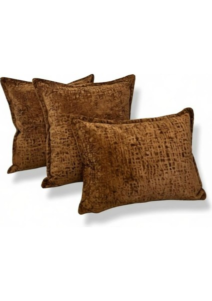 Kırlent İthal Kadife Kumaş 3'lü Set - Yumuşak Dokulu Dekoratif Özel Tasarım Kırlent Kılıfı - S06