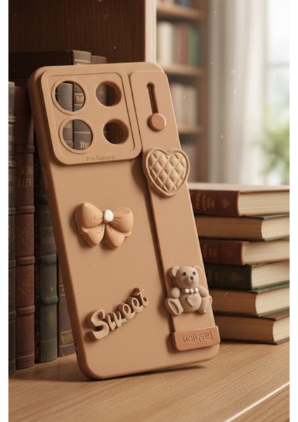 Redmi Note 13 Pro 5g/4g Uyumlu Kılıf Kahverengi Renk 3D Figürlü Darbe Emici Yumuşak Silikon Kapak fiyatları