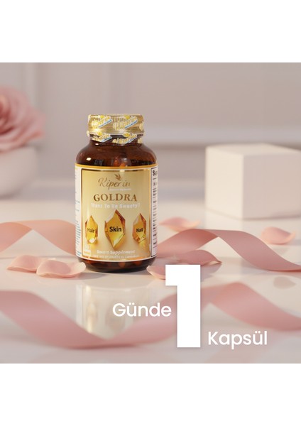 Kiperin Goldra | Cilt, Saç & Tırnak | Biotin, Keratin, Üzüm Çekirdeği, Hyaluronik Asit.. | 30 Kapsül indirimleri