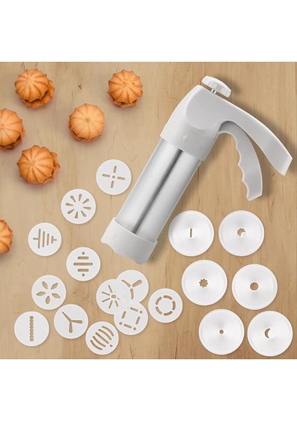 Dıy Bisküvi Üreticisi Için Kurabiye Pres Kiti ve 12 Pişirme Dekorasyon Diskleri ve 6 Huni Buzlanma Ipuçları ile Dekor (Yurt Dışından) fiyatları