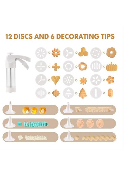 Dıy Bisküvi Üreticisi Için Kurabiye Pres Kiti ve 12 Pişirme Dekorasyon Diskleri ve 6 Huni Buzlanma Ipuçları ile Dekor (Yurt Dışından) indirimleri