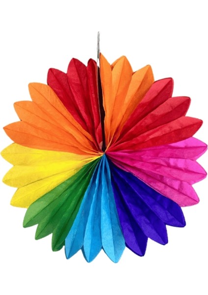 Çok Renkli Gökkuşağı Tonları Yuvarlak Parti Süsü