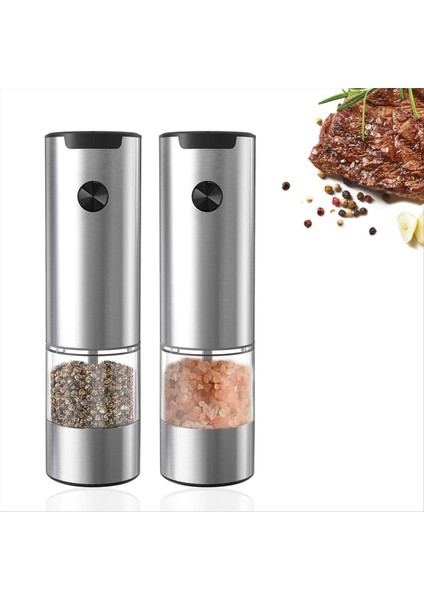 Tuz ve Biber Mills Elektrikli 2 Pil ile Çalışan Beyaz LED Işık ve Ayarlanabilir Kaba Gümüş (Yurt Dışından)