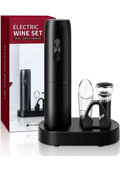 Şarj Tabanlı Elektrikli Şarap Açıcı Seti Mutfak Partisi Için Aeratör Pourer ve Folyo Kesici ile Otomatik Tirbuşon (Yurt Dışından)