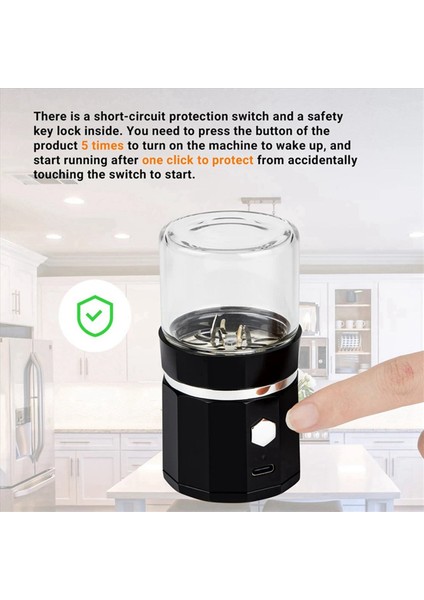 3x Mini Elektrikli Öğütücü Taşınabilir Vanilya Öğütücü USB Tea Rosemary Için Temizleme Fırçası ile Şarj Edilebilir Değirmen (Yurt Dışından) modelleri