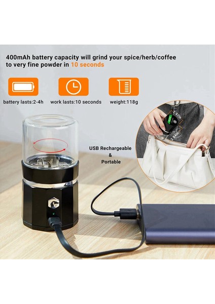 3x Mini Elektrikli Öğütücü Taşınabilir Vanilya Öğütücü USB Tea Rosemary Için Temizleme Fırçası ile Şarj Edilebilir Değirmen (Yurt Dışından) fırsatları