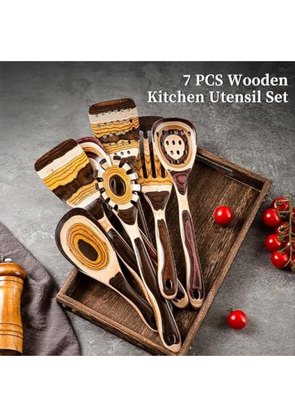 7pcs Pakkawood Mutfak Eşyaları Yemek Pişirmek Için Pişirme Için Set Dayanıklı Çevre Dostu Ahşap Kaşık (Yurt Dışından) fiyatları