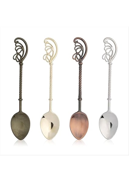 4 Retro Kahve Çayı Mini Dondurma Tatlı Kaşık Kepçe 4 3 Inç Uzunluğunda Tüy Seti (Yurt Dışından)