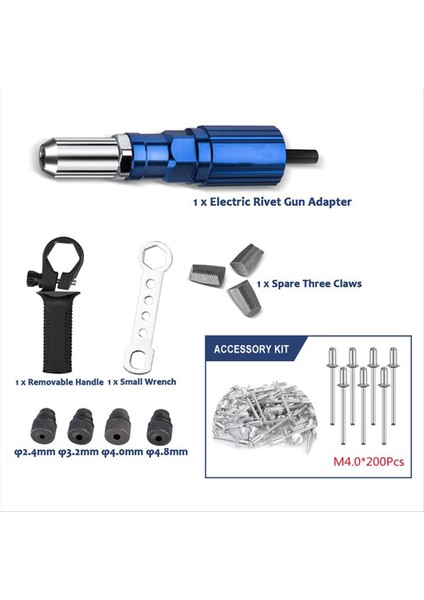 2 4-4 8mm Elektrikli Perçin Adaptörü Ana Kablosuz Perçinleme Aracı Ekleme Somun Çekme Elektrikli Matkaplar Için Uygun (Yurt Dışından) fırsatları