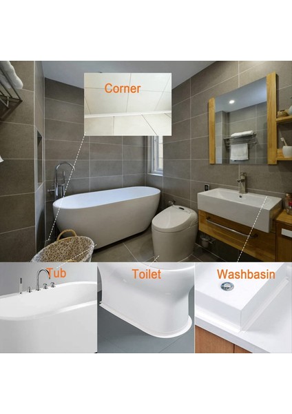 Beyaz Kalafat Bant Su Geçirmez Kendi Kendine Yapıştırıcı Tuvalet Kalafat Mühendis Bant Küvet Kalafat Sızdırmazlık Şerit Bandı-3 2m (Yurt Dışından) indirimleri