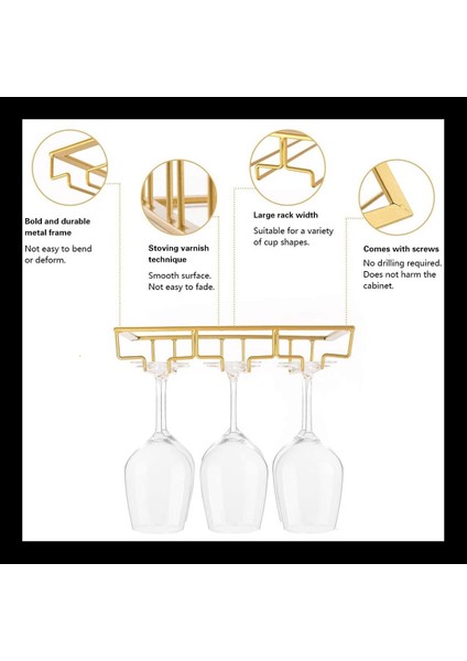 2x 3 Sıralar Şarap Cam Rafı ve Dolap Stemware Tutucu Demir Şarap Cam Organizatör Gözlükleri Depolama Askı (Yurt Dışından) fırsatları
