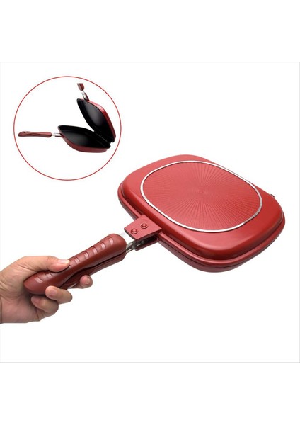 Kare Çift Taraflı Kızartma Tavası Mutfak Yapışmaz Pişirme Gözleme Tavası Omlet Tepsileri Iç/açık Kamp Sandviç 28CM (Yurt Dışından)