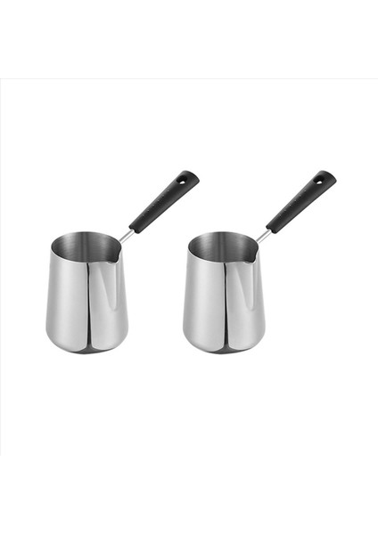 2 Adet 350ML Süt Tereyağı Isıtıcı Tencere Türk Kahve Potu Paslanmaz Çelik Ocak Eritme Potu Çay Için Spout Isıtma (Yurt Dışından)
