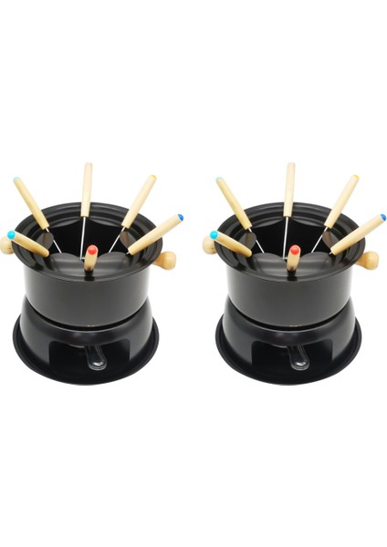 2x Çikolata Fondu Maker Seti Çok Fonksiyonlu Karbon Çelik Dondurma Çikolatalı Peynir Sıçak Potu Eritme Pot Fondu Seti (Yurt Dışından)