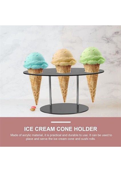 Akrilik Dondurma Koni Tutucu Charcuterie Food Cone Tutucu Waffle Koni Tutucu Standı 3 Delik Siyah (Yurt Dışından) modelleri