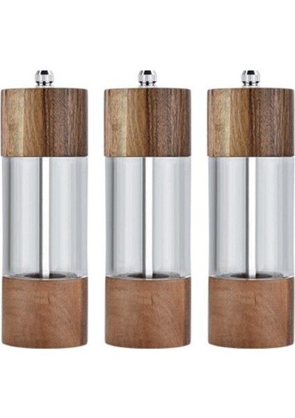 3x Biber Değirmeni Şeffaf Biber Değirmeni Tuz Taşlama Seramik Çekirdek Çok Amaçlı Baharat Şişe Cruet 6 Inç (Yurt Dışından)