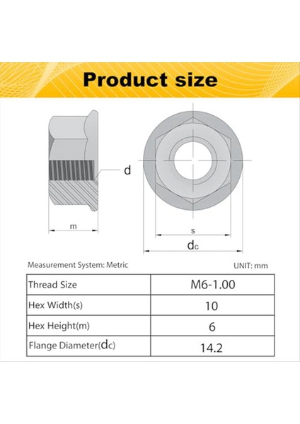 55 Paket M6 Tutuklu Flanş Altı Somunları M6-1mm Altı Flanş Somunları Dıy Ev Mekanizması Için Kilitli Somun (Yurt Dışından) modelleri