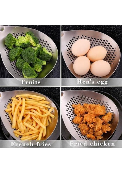 Büyük Skimmer Yuvalı Kaşık - Ahşap Uzun Saplı 304 Paslanmaz Çelik Skimmer Kaşık 16 Inç Derinlikte Fritöz Kepçe (Yurt Dışından) fiyatları