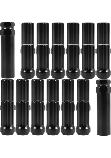 M14X1 5 Tekerlek Pabuç Somun 24 Parça 14MMX1 5 7 Spline Sürücü Awl Acorn Koni Kabuğu Nuts 2 Inç Uzun Siyah 2 Soket Anahtarı (Yurt Dışından) fiyatları