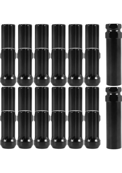 M14X1 5 Tekerlek Pabuç Somun 24 Parça 14MMX1 5 7 Spline Sürücü Awl Acorn Koni Kabuğu Nuts 2 Inç Uzun Siyah 2 Soket Anahtarı (Yurt Dışından) modelleri