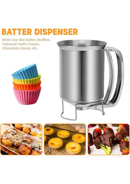 2&#39 De 1 Paslanmaz Çelik 800ML Hamur Dağıtıcı Sıkma Saplı Gözleme Dökümü Meyilli Sürahi Karıştırma Fırın Aleti (Yurt Dışından) fiyatları