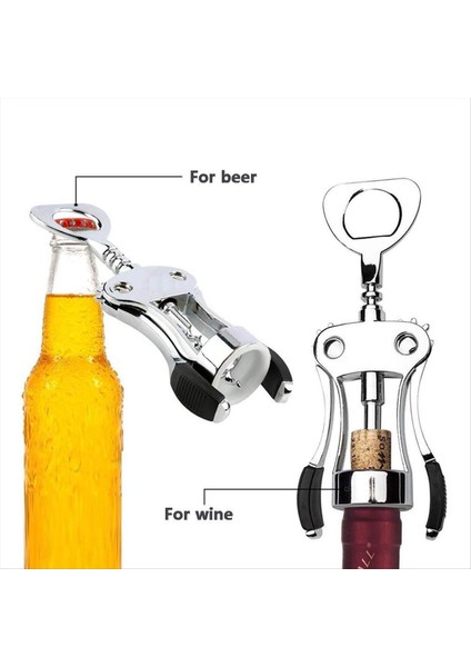 Wing Cirkscrew Cork Sökme Premium Kırmızı Şarap Bira Şişesi Açıcı Yeniden Kullanılabilir Şarap Şişesi Aksesuarları (Yurt Dışından) fırsatları