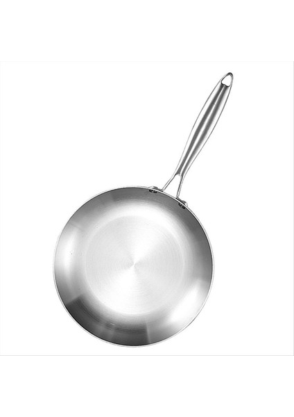 Paslanmaz Çelik 3 Kat Kızartma Tava Wok Tava Pişirme Kızarmış Biftek Gaz Sobası Potu Elektromanyetik Tencere Yapışmaz Tava 24CM (Yurt Dışından)