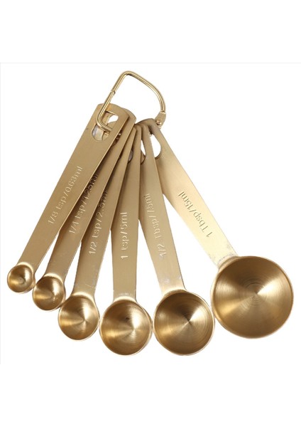 6pcs/set Ölçüm Kaşık Faydalı Paslanmaz Çelik Ölçüm Fincan Cozinha Kahve Ölçüm Kaşık Çay Altın (Yurt Dışından)