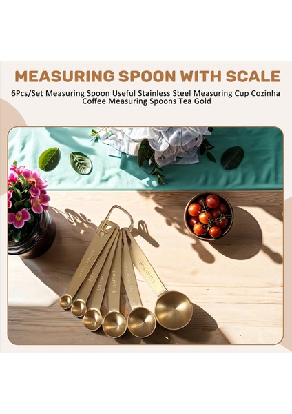 6pcs/set Ölçüm Kaşık Faydalı Paslanmaz Çelik Ölçüm Fincan Cozinha Kahve Ölçüm Kaşık Çay Altın (Yurt Dışından) fırsatları