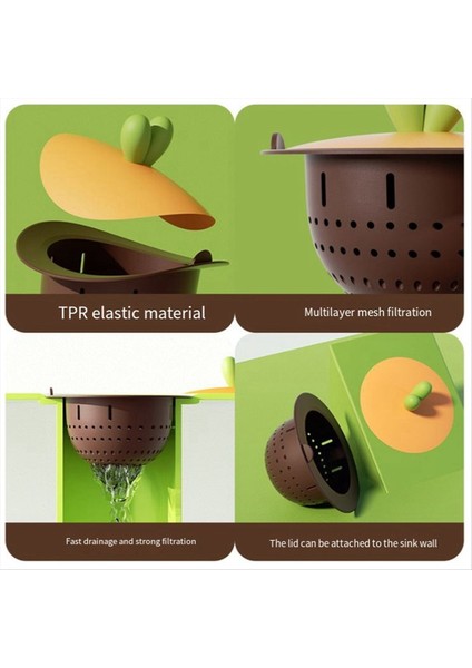 2pcs Karikatür Turp Şekli Lavabo Çöp Süzgeci Mutfak Banyo Lavabo Anti-Tıkaç Drenaj Filtresi Beyaz (Yurt Dışından) fiyatları