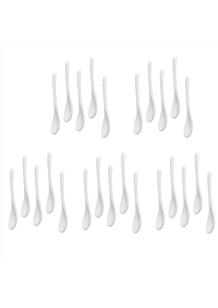 25PCS Beyaz Porselen Yumurta Kaşıkları Seramik Kaşık Kahve Kaşık Tatlı Kaşık Mocha Dip Servis Kaşığı (Yurt Dışından)