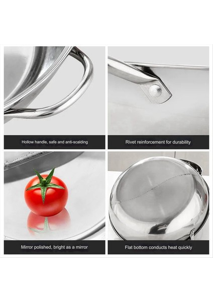 Paslanmaz Çelik Ikiz Bölünmüş Çift Hotpot Ocak Gazı Soba Uyumlu Pot Ev Mutfak Tencere Çorbası Pişirme Potu 32CM (Yurt Dışından) fiyatları