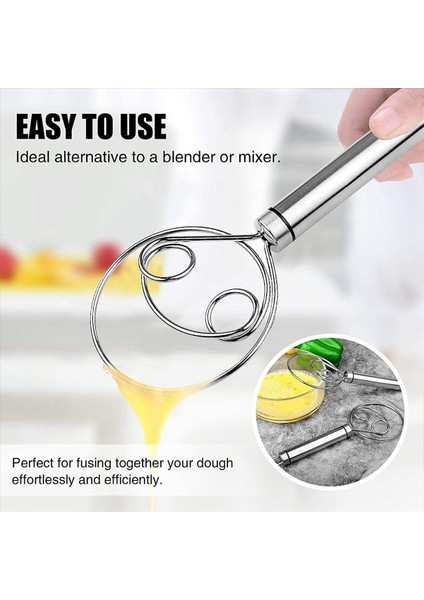 Danimarka Hamuru Çırpma 4 Paket Premium Paslanmaz Çelik Hollandalı Çırpma Büyük El Miktarı Ekmek Pasta Pizza Için Zanaatkar Blender (Yurt Dışından) fırsatları