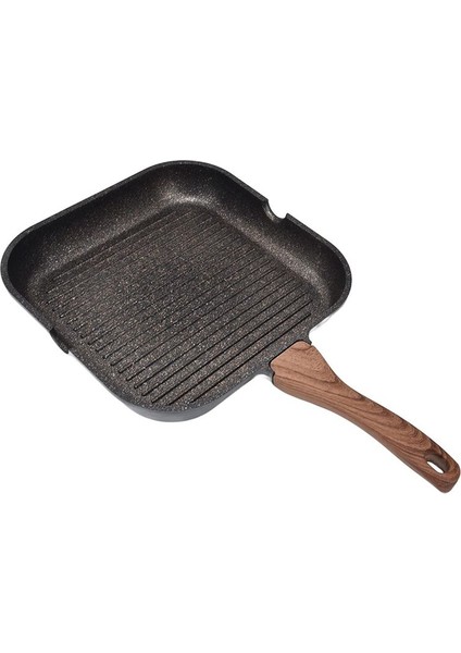 Soba Üstleri Için Izgara Tavası Yapışmaz Indüksiyonlu Alüminyum Indüksiyon Biftek Pastırma Tava Kızartma Tavası Gaz Seramik 24 cm (Yurt Dışından)