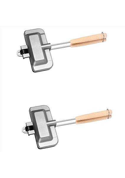 2x Sıcak Sandviç Üreticisi Sosisli Kızartma Makinesi Çift Taraflı Sandviç Pişirme Tavası Çift Taraflı Kızartma Tavası Izgara Peynir Üreticisi (Yurt Dışından)