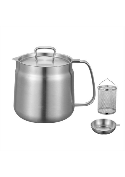 Yağ Tenceresi 1 5l Yağ Pot Paslanmaz Çelik Büyük Kapasiteli Yağ Fritöz ve Filtre Kupası Combo Mutfak Için Çok Yönlü Yağ Filtresi (Yurt Dışından)