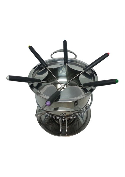 Fondue Pot Seti Fondu Tenceresi Multipurpoise Dış Mekan Kampı 6 Çubuk Paslanmaz Çikolata Peynir Fondu Tenceresi (Yurt Dışından)