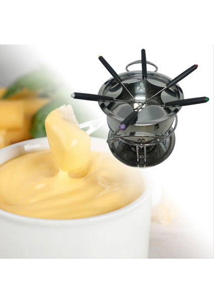 Fondue Pot Seti Fondu Tenceresi Multipurpoise Dış Mekan Kampı 6 Çubuk Paslanmaz Çikolata Peynir Fondu Tenceresi (Yurt Dışından) fiyatları