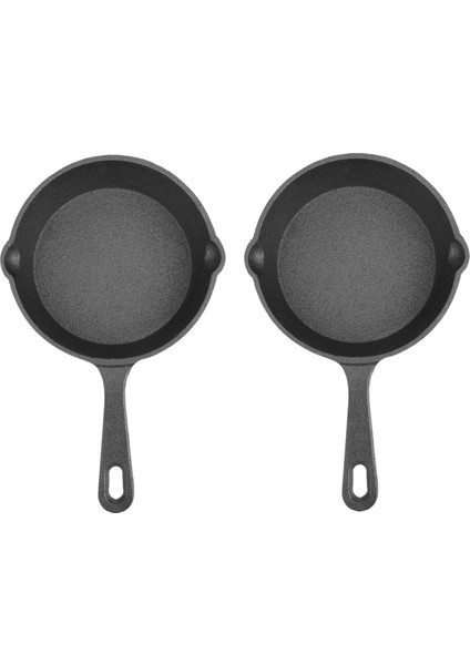 2x Dökme Demir Yapışmaz Tava Kızartma Tavası Gaz Indüksiyonu Yumurta Göz Kep Penceresi Mutfak Yemek Araçları TENCERE-14CM (Yurt Dışından)