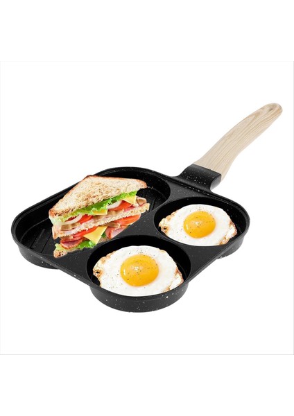 Yumurta Kızartma Tavası 3 Inç 1 Yumurta Tava Tavası Yapışmaz Omlet Tava ile Ahşap Saplı Mutfak Kahvaltı Yumurta Pişirme Tavası B B B (Yurt Dışından)